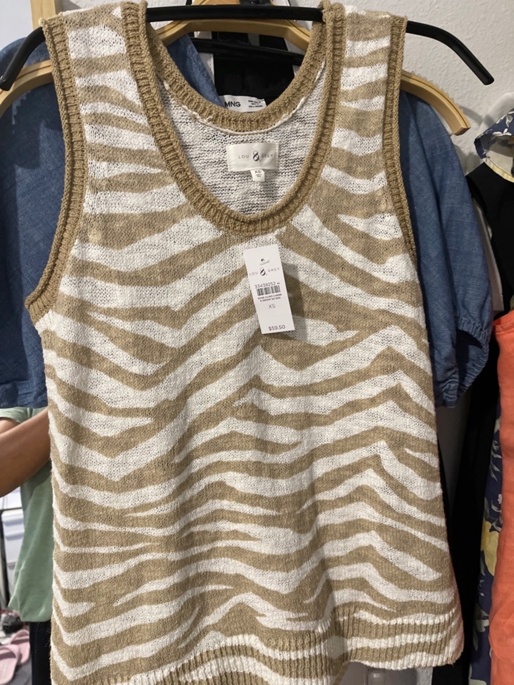 Loft Lou & Grey Zebra Print Sweater Whisper White Tank